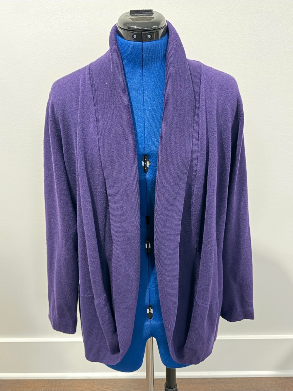Karen Scott Purple Open-Front Cardigan